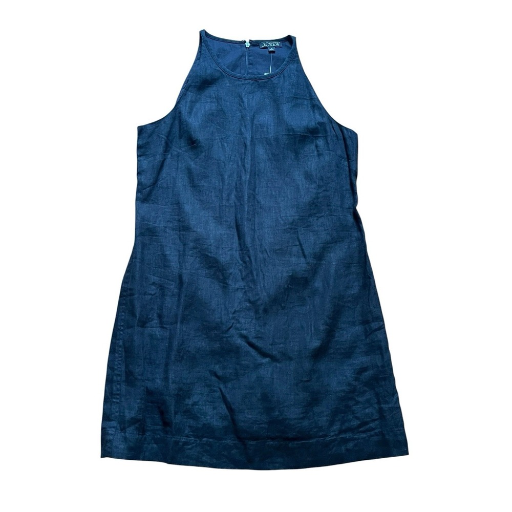 NWT! J. CREW Maxine Dress Linen Black A-Line Mini Preppy, Size Medium